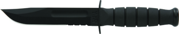 KA-BAR 1257 Short All Black Combo Edge Clip Point Knife